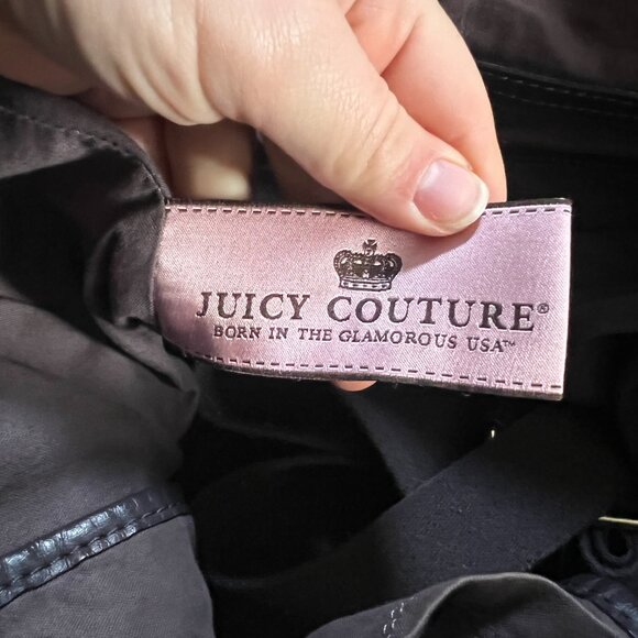 Vintage Juicy Couture Gray Purse XL Tote Handbag Velour Daydreamer Y2K Hearts - Picture 5 of 10